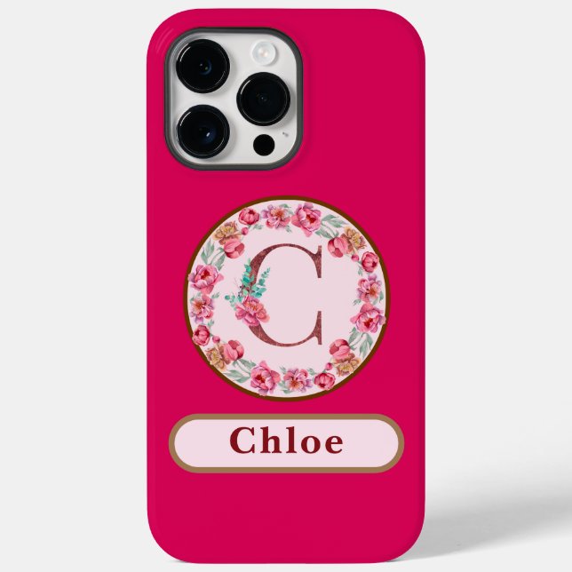 Hübsches Monogramm C Floral Case-Mate iPhone 14 Pro Max Hülle (Rückseite)