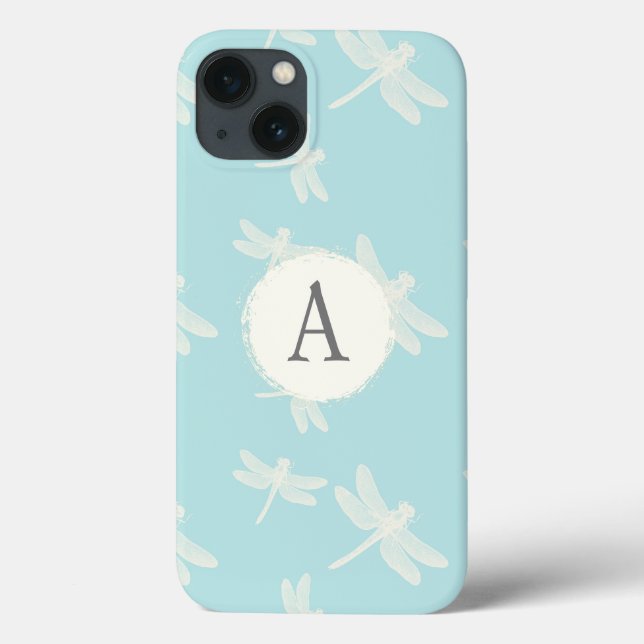 Hübsches Monogramm-Dragonflies-Muster Case-Mate iPhone Hülle (Rückseite)