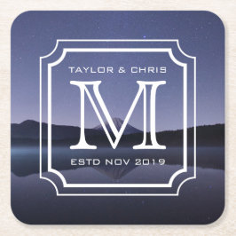 Hübsches Monogramm-schönes LandschaftsFoto einfach Rechteckiger Pappuntersetzer