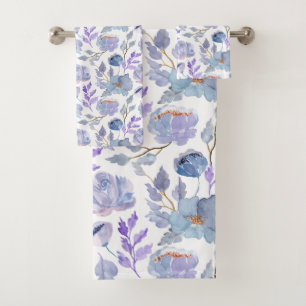 Hübsches Muster für  Dusty Blue Lilac-Blume Badhandtuch Set
