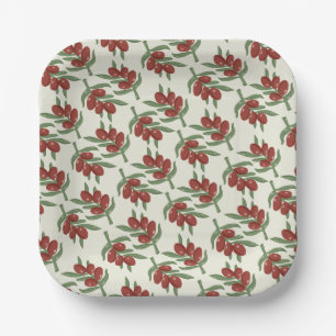 Hübsches Olive-Musterpapier Pappteller