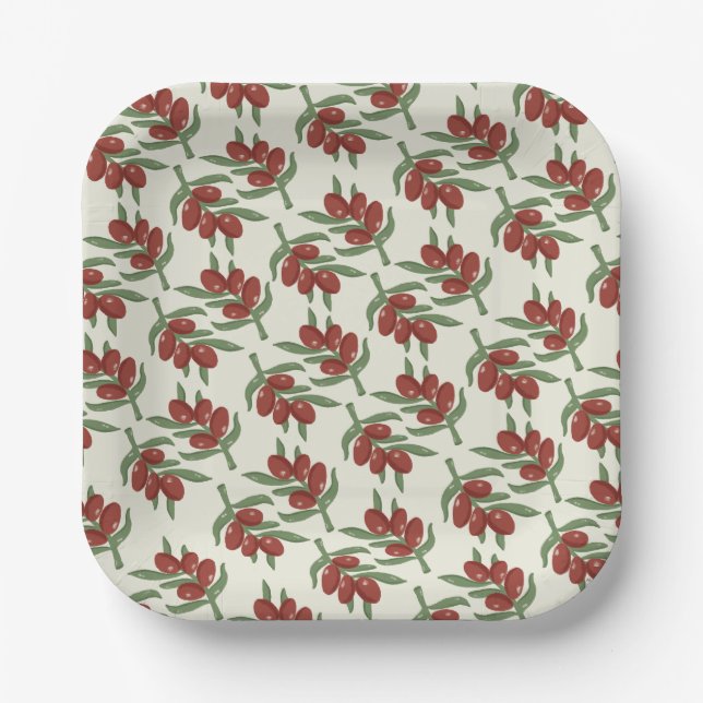 Hübsches Olive-Musterpapier Pappteller (Vorderseite)