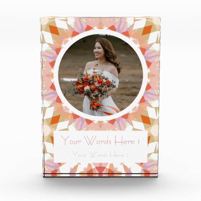 Hübsches Orange Green Autumn Wedriage Gift Fotoblock (Vorderseite)