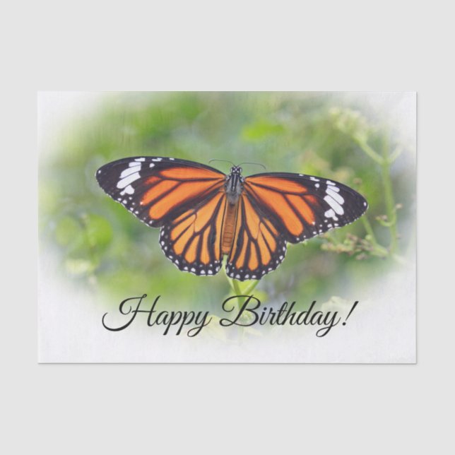 Hübsches Orange Strip Butterfly Foto Geburtstag Seidenpapier (Vorderseite)