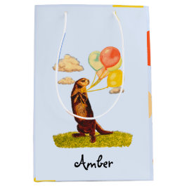 Hübsches Otter mit Balloons Illustriertes mitteles Mittlere Geschenktüte
