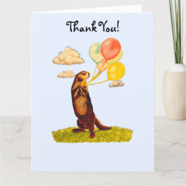 Hübsches Otter mit farbenfrohen Balloons Dankeskarte