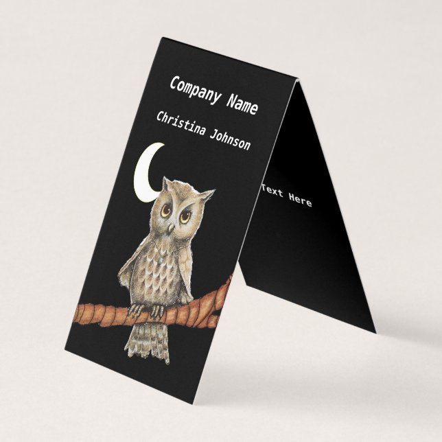 Hübsches Owl Golden Eyes blue Necklace auf Branch Visitenkarten (Vorderseite)