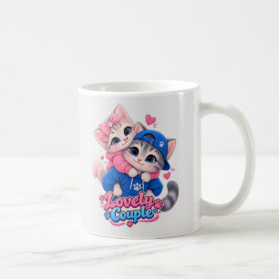 Hübsches Paar, das Katzen küßt Tasse, Süße Katzenl Kaffeetasse