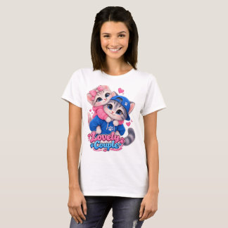 Hübsches Paar Küssende Katzen T-Shirt, Süße Katzen T-Shirt