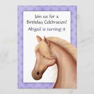 Hübsches Palomino Pferd Lila Geburtstag Einladung