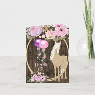 Hübsches Palomino Pferd und Blume auf Barnwood Dankeskarte