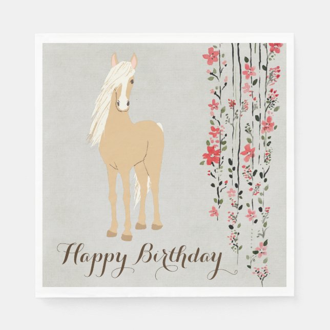 Hübsches Palomino Pony Blume Pferde Glückwunsch Ge Serviette (Vorderseite)