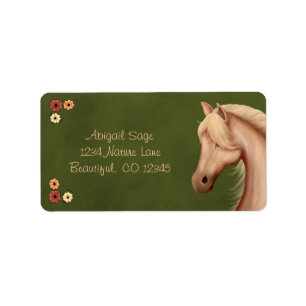 Hübsches Palomino Pony und Blume Reitadresse Adressaufkleber