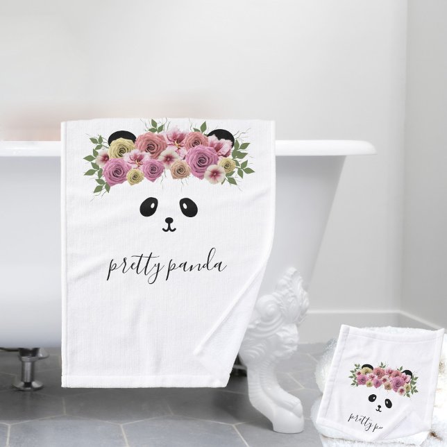 Hübsches Panda Bear Tier Custom Bath Handtuch Set (Pretty Panda Bath Towel set with space for your name)