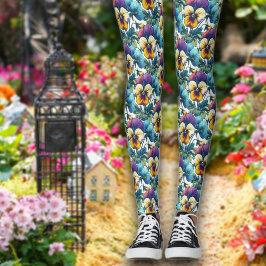 Hübsches Pansy Paradise Modernes Chic Muster Leggings