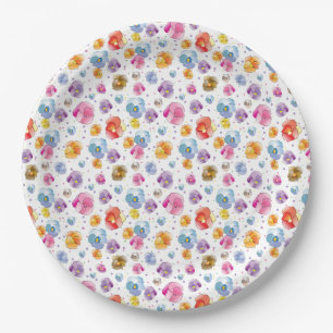 Hübsches Pansy Summer Floral Illustration Muster Pappteller