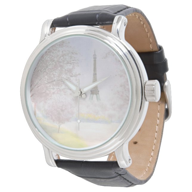 Hübsches Paris in Pastellen Armbanduhr (Schrägansicht)