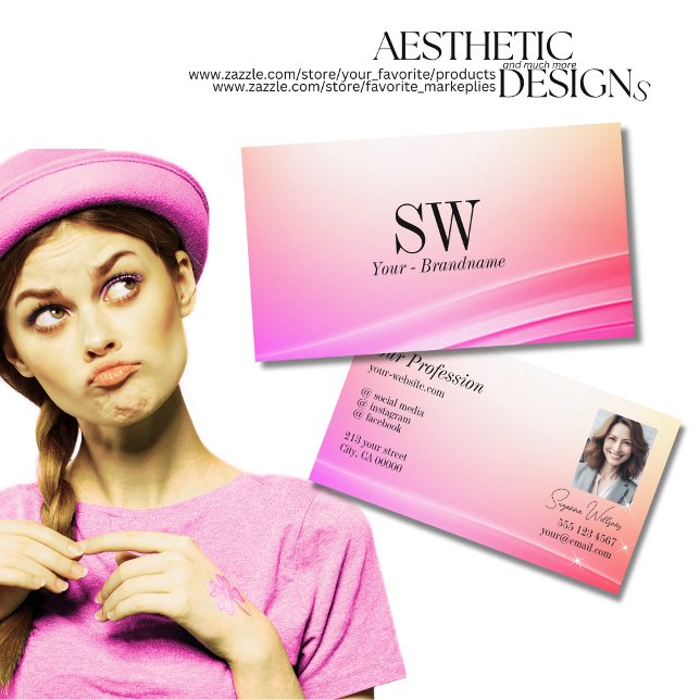 Hübsches Pastel farbiges Monogramm-Foto Visitenkarte (Von Creator hochgeladen)