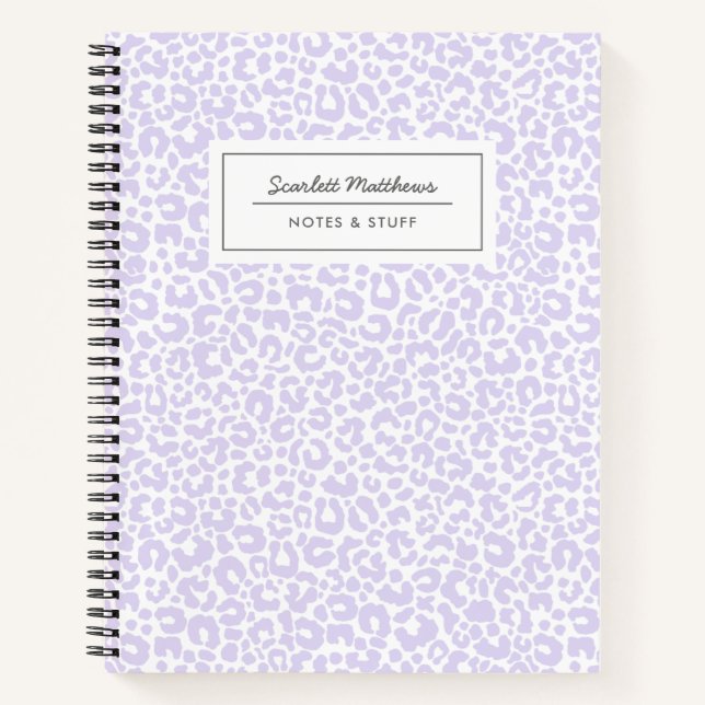 Hübsches Pastel Leopard Druckmuster Lila Notizbuch (Vorderseite)
