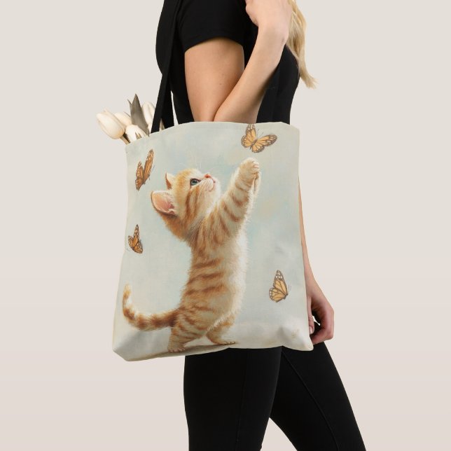 HÜBSCHES PASTEL ORANGE TABBY KÜCHE MIT SCHALTFLÄCH TASCHE (Von Nahem)