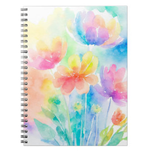 Hübsches Pastel-Rainbow-farbenes BlumenNotebook Notizblock