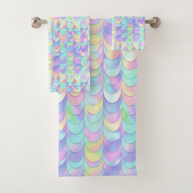 Hübsches Pastel Rainbow Scale BADEZIMMER TOWEL SET (Insitu)