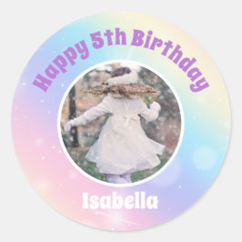 Hübsches Pastel Rainbow Sparkle Kindergeburtstag P Runder Aufkleber