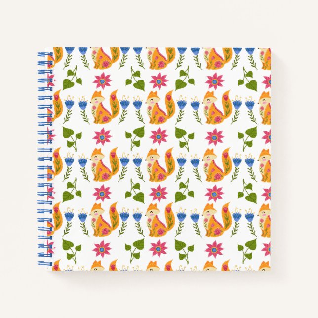 Hübsches Pastell Foxy-Blumenmuster Notizbuch (Vorderseite)