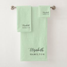 Hübsches Pastell-grünes Personalisiertes Badeset Badhandtuch Set