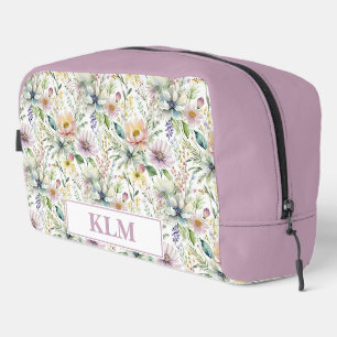 Hübsches, pastellfarbenes Blumenmuster-Monogramm Waschbeutel