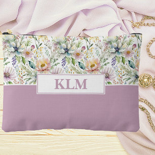 Hübsches pastellfarbenes Blumenmuster-Monogramm Zubehörtasche