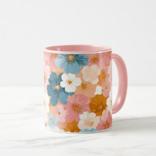 Hübsches pastellfarbenes Blumenmuster Tasse