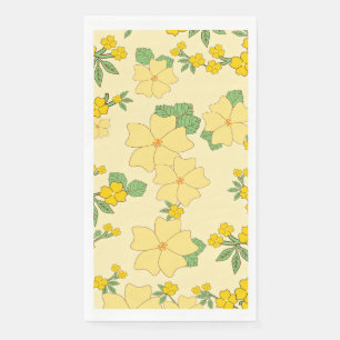 Hübsches pastellgelbes Blumenmuster, Serviette