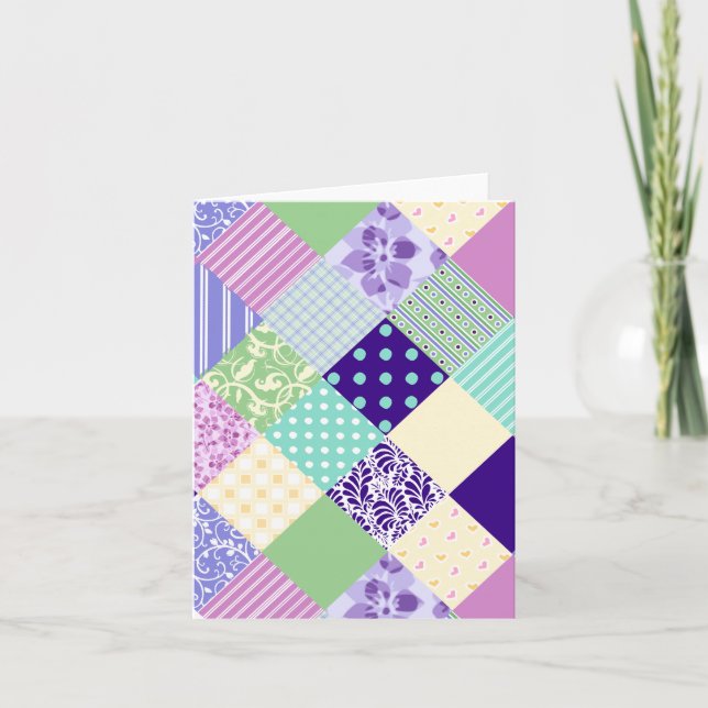 Hübsches Patchwork Quilt inspiriert Karten (Vorderseite)