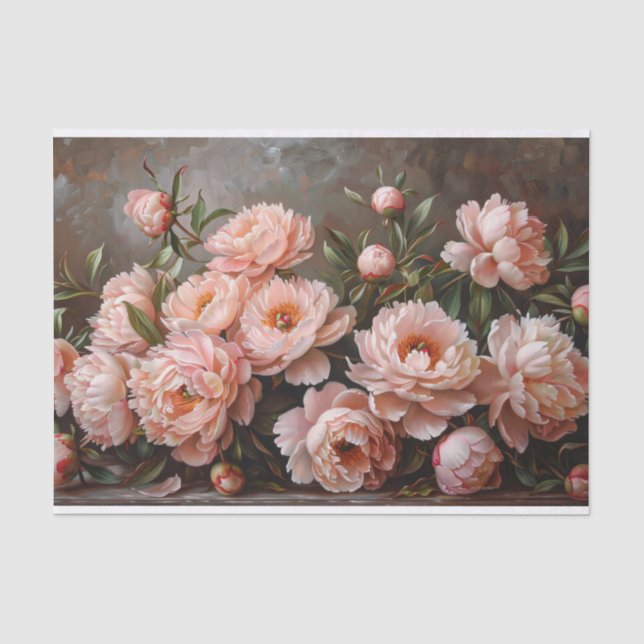 Hübsches Peony Painting Blush Pink Decoupage Seidenpapier (Vorderseite)