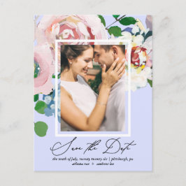 Hübsches Periwinkle Foto Save the Date Einladungspostkarte