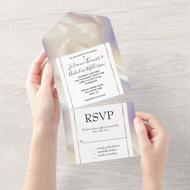 Hübsches Perl Lila Aqua All In One Einladung (Abreißen)