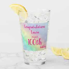 Hübsches personalisiertes Glück 100. Geburtstag Glas