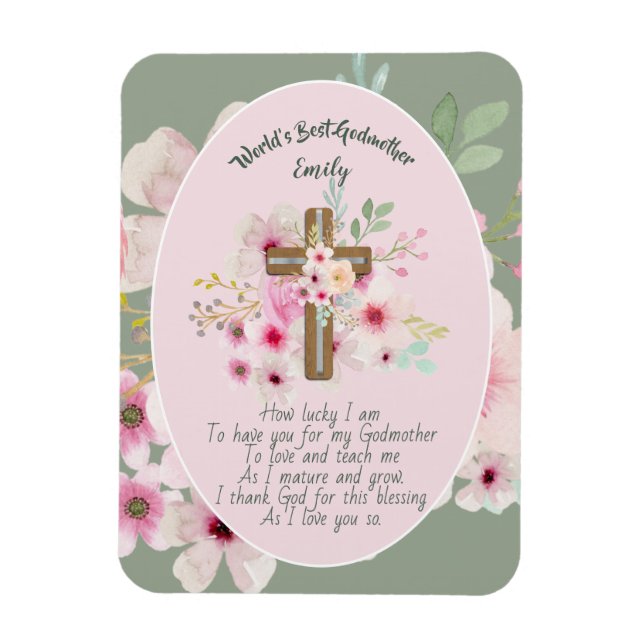 Hübsches Personalisiertes GODMOTHER-Gedicht Rosa B Magnet (Vertikal)