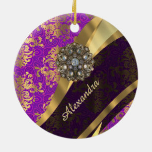 Hübsches personalisiertes, gürtelhaltiges lila Dam Keramikornament
