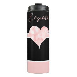 Hübsches Personalisiertes Herz in Rosa und Schwarz Thermosbecher