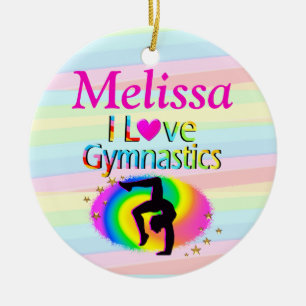 HÜBSCHES PERSONALISIERTES I LIEBE GYMNASTICS ORNAN KERAMIK ORNAMENT