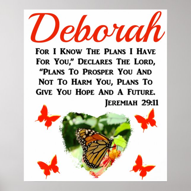 HÜBSCHES PERSONALISIERTES JEREMIAH 29:11 BUTTERFLY POSTER (Vorne)