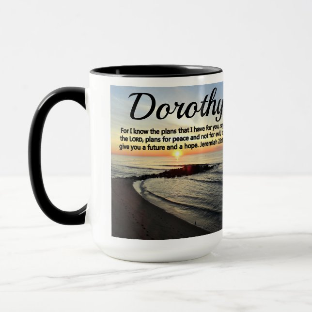 HÜBSCHES PERSONALISIERTES JEREMIAH 29:11 SONNENREI TASSE (Links)
