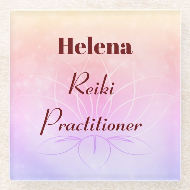 Hübsches personalisiertes Reiki Practitionerdesign Glasuntersetzer (Vorderseite)