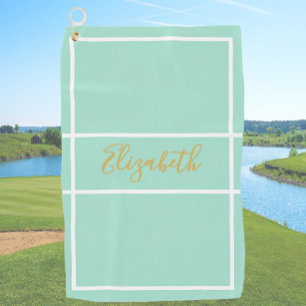 Hübsches Pfefferminzgrün mit individuelle Name-Dam Golfhandtuch