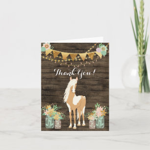 Hübsches Pferd in Blume Rustikales Holz Danke Kart