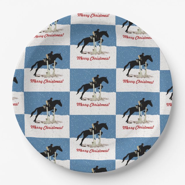 Hübsches Pferd-Jumper Weihnachten Pappteller (Vorderseite)