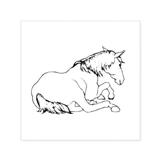 Hübsches Pferd liegt, Linienzeichnung Permastempel (Design)