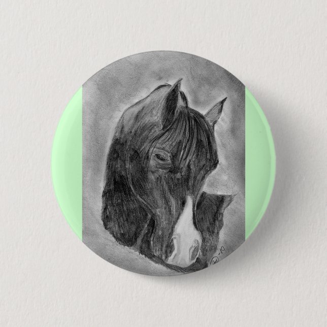 Hübsches Pferdeporträt Button (Vorderseite)